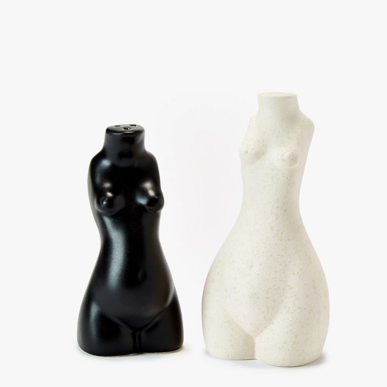 Body Salt Pepper Shakers Pair Beige Black Anissa Kermiche