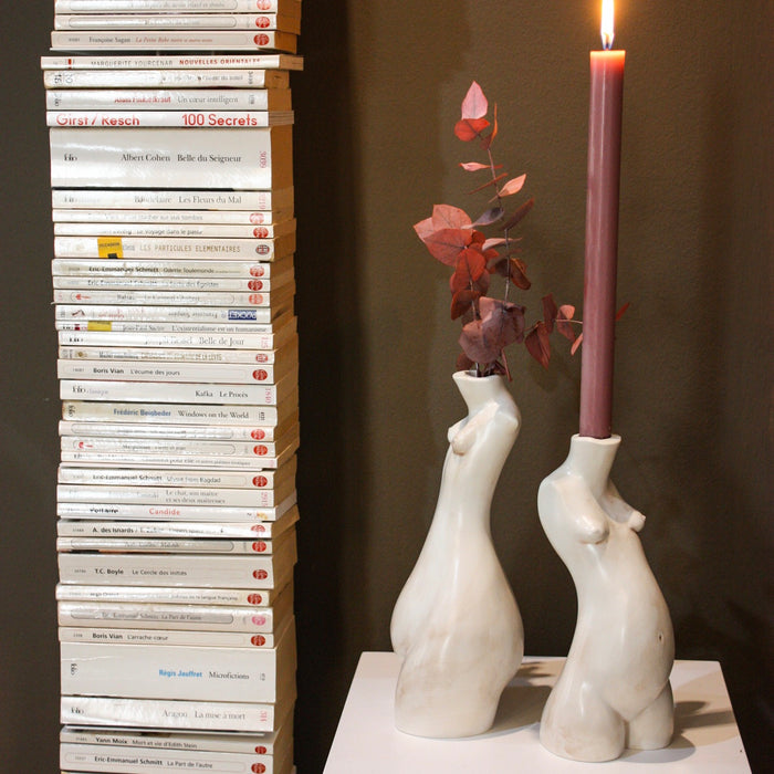 Tit For Tat Candlestick Tall (Matte Marble)