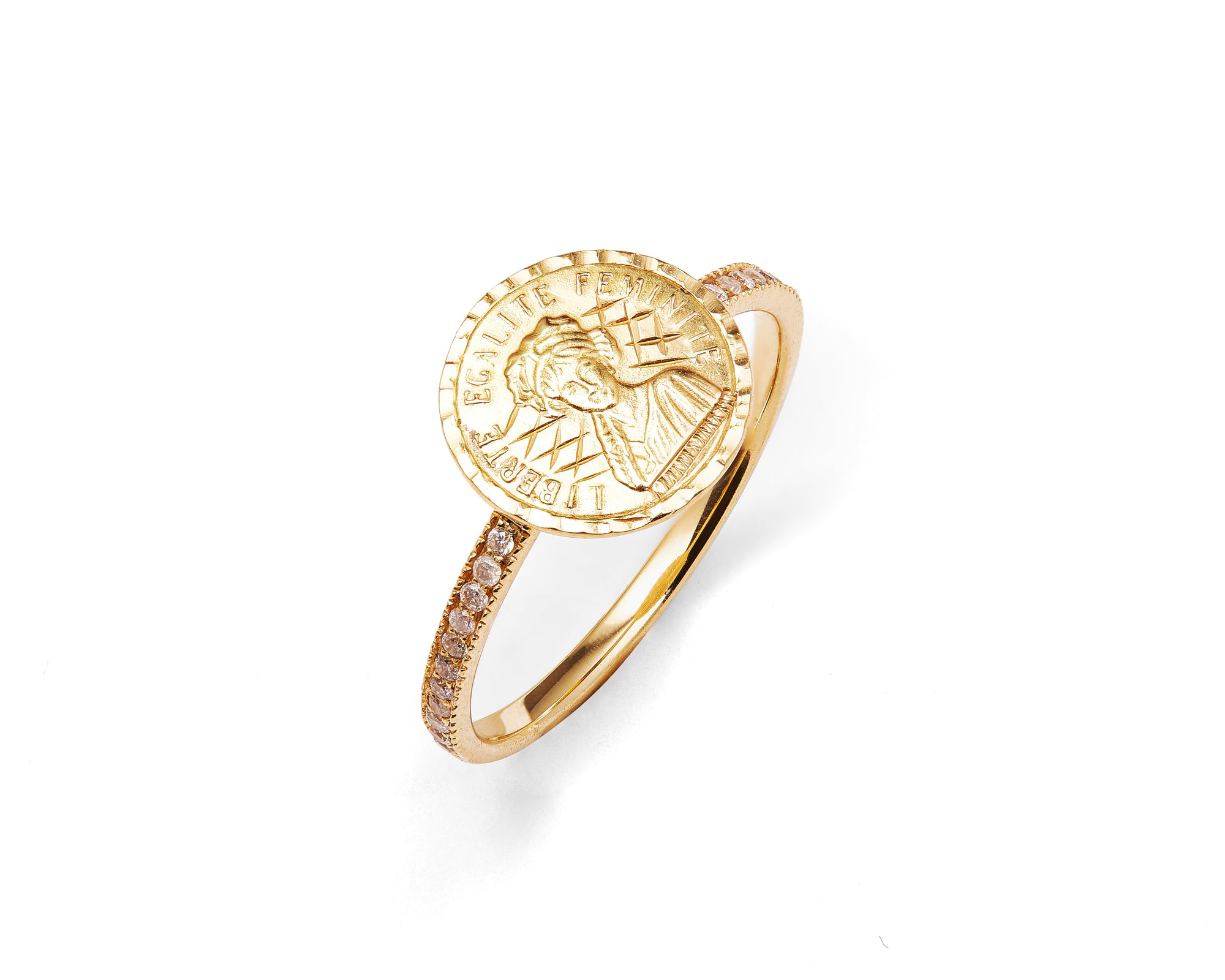 Gold Louise d'Or 18kt gold & diamond ring, Anissa Kermiche