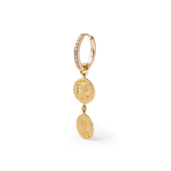 Anissa Kermiche Louise D'or Coin 18-karat Gold Diamond Hoop Earring